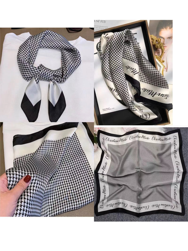 Womens  27x27(in)  Square Head Scarf Neck scarf Imitated Silk Scarf In Two Piece