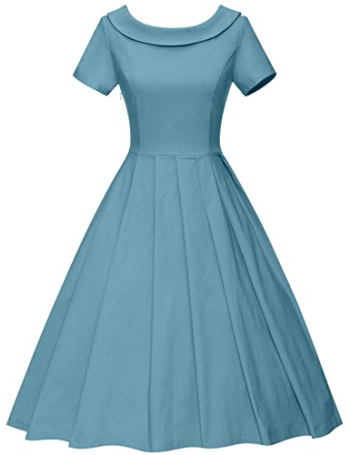 50s roller collar swing dress with pockets