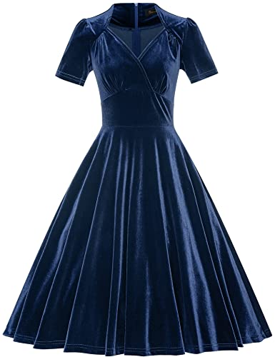 50s velvet dress in darkblue 