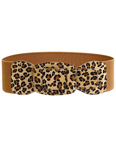 GownTown Women's Belts Wide Elastic Stretchy Retro Leopard Pattern Cinch Belt