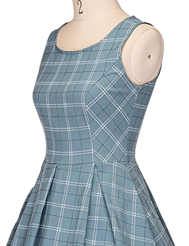 Women`s 1950s Blue Plaid Audrey Hepburn Style Tea Dress With Jacket - Gowntownvintage