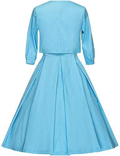 GownTown Women`s 1950s Skybule Audrey Hepburn Style Tea Dress With Jacket