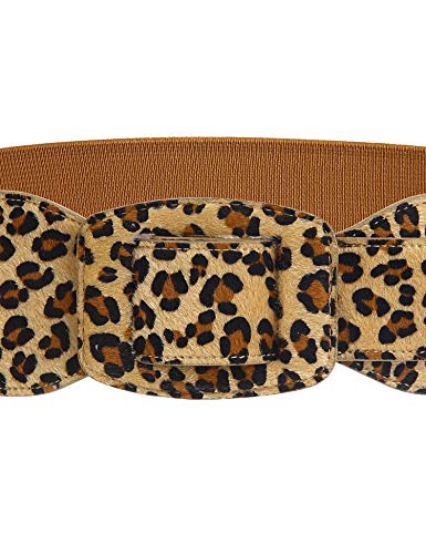 GownTown Women's Belts Wide Elastic Stretchy Retro Leopard Pattern Cinch Belt