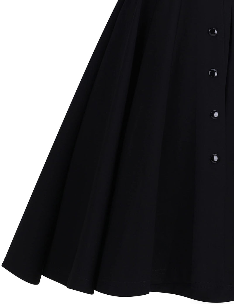 50s Lapel Collar Vneckline  Blue Shirtwaist Vintage Dress With Belts&Pockets - Gowntownvintage