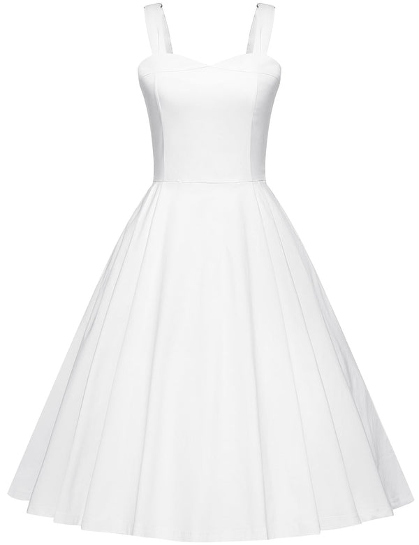50s ivory strap dress with pockets
