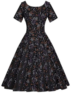 50s  Vintage Hallloween Day  Swing Dress  In  Roller Collar - Gowntownvintage