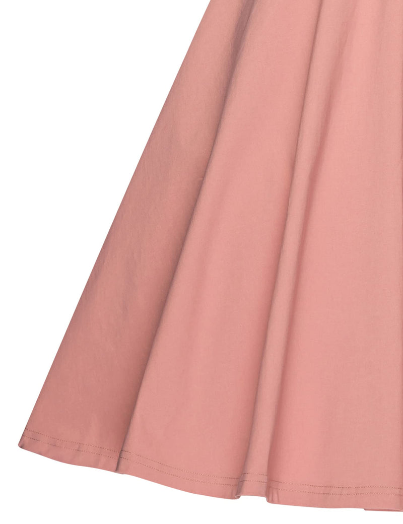 1950s Round Neckline Pink Shirtwaist Swing Vintage Dress With Pockets - Gowntownvintage