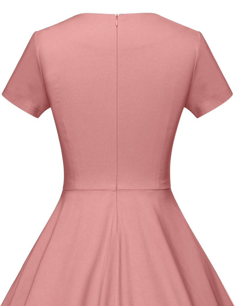 50s Vintage Women`s Pink Bust Laceup  Party Dress With Pockets - Gowntownvintage