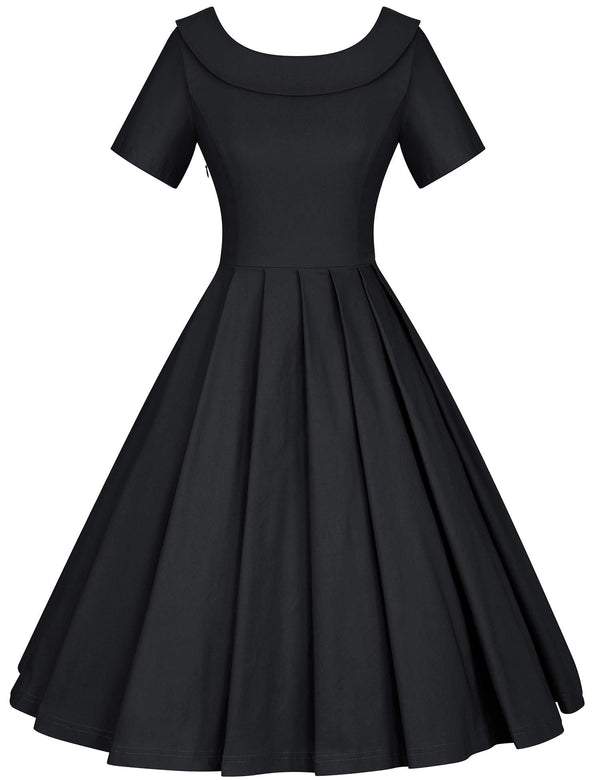 1950s Audrey Heburn Black Dress With Pockets