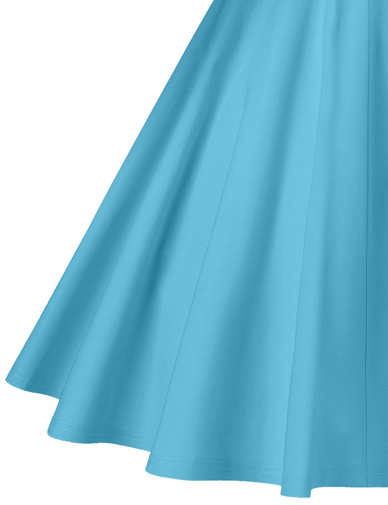 40s 50s Vintage Women`s Teal Colar Shawl Collar Vneckline Shirt Dress - Gowntownvintage