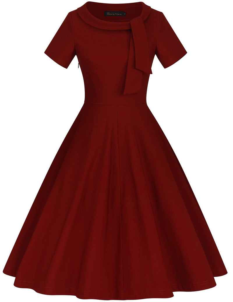 Roller collar vintage dress fixed with Bowknot Tie