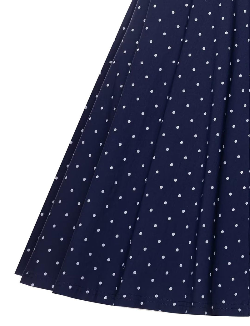 1950s  Vintage Darkbluedot Dress  In  Roller Collar - Gowntownvintage