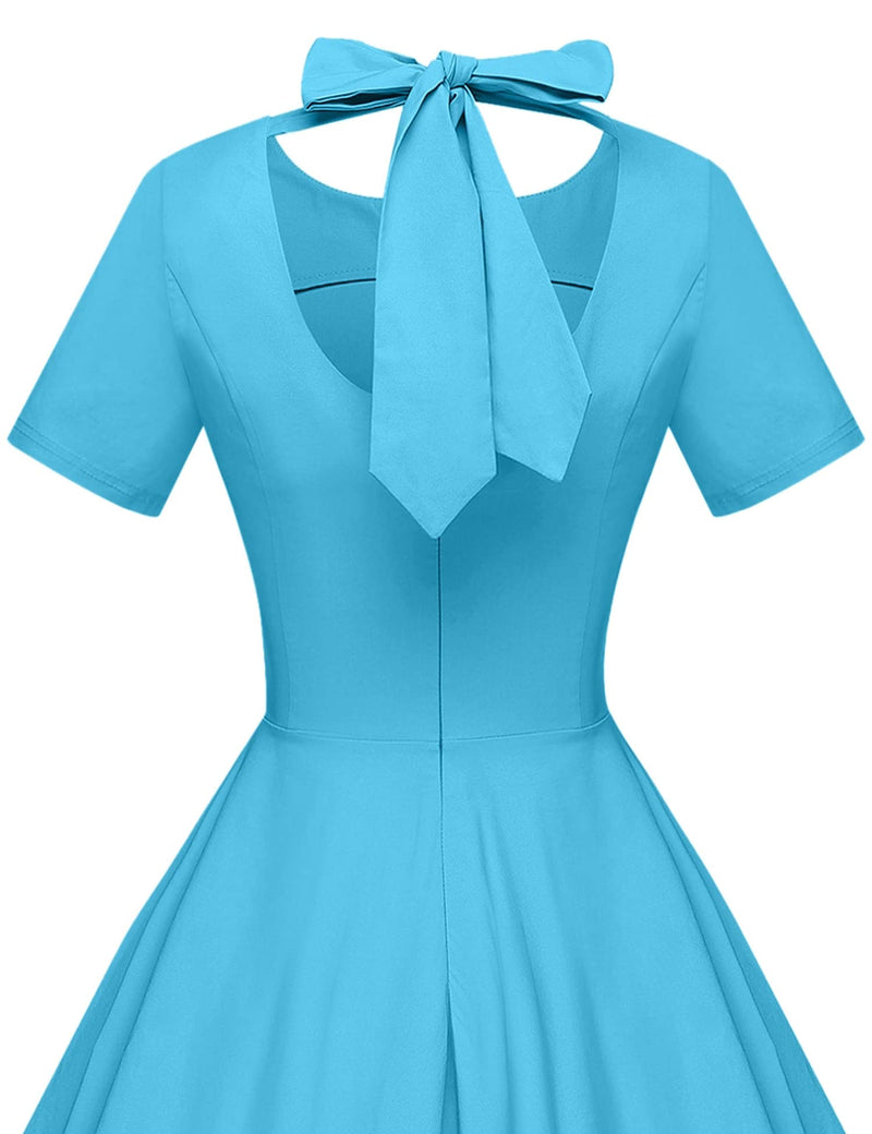 1950s  Teal Retro Rockabilly  Party Swing Dress With Pockets - Gowntownvintage