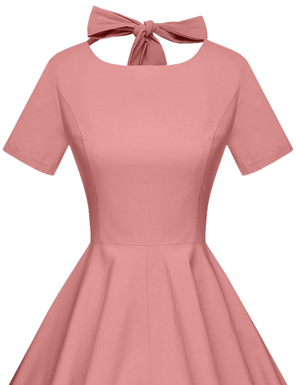 1950s  Salmonpink Retro Rockabilly  Party Swing Dress With Pockets - Gowntownvintage