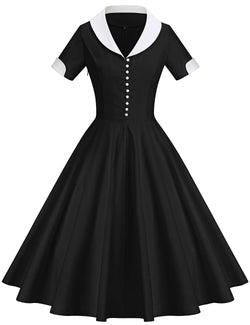 50s shirt waist dress  with lapel collar dress