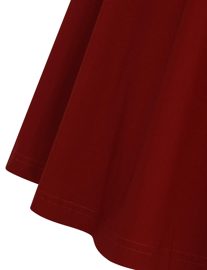 50s  Vintage Darkred Dress  In  Roller Collar - Gowntownvintage