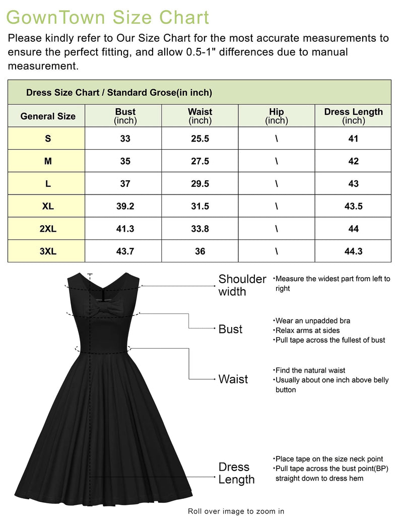 1950s Black V Neckline Dotted With Bowknot  Swing  Party Dress With Pockets - Gowntownvintage