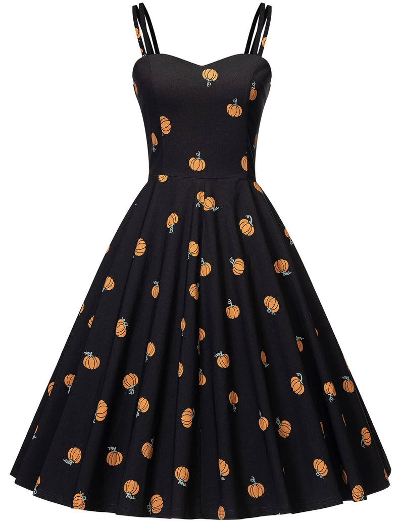 Women`s 1950s  Sweetheart Neckline Gothic Spooky Print  Party Dress With Chiffon Cloak - Gowntownvintage