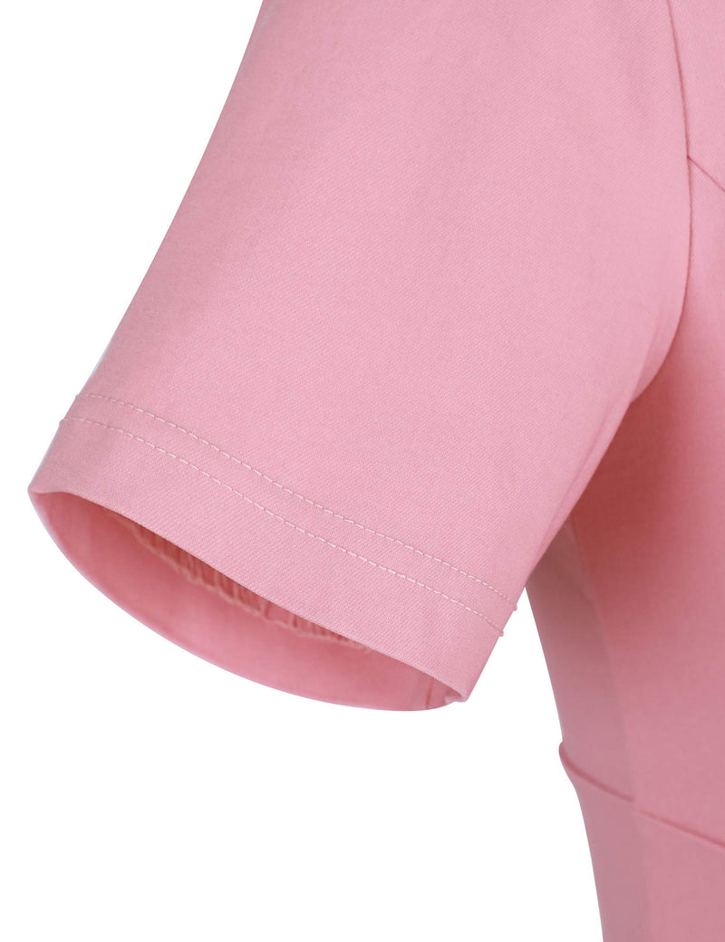 50s Women`s Scoop Collar Audrey Hepburn Style Pink Swing Dress With Pockets - Gowntownvintage