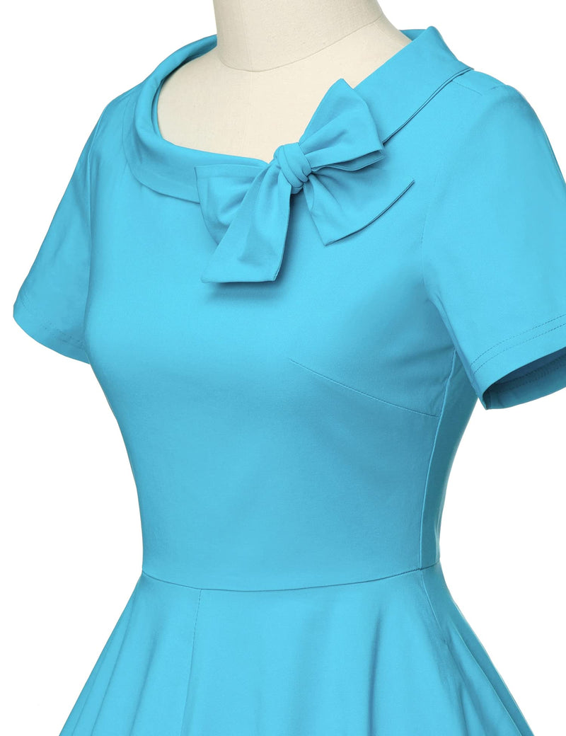 1950s  Vintage  Skyblue Dress  With  Roller Collar - Gowntownvintage