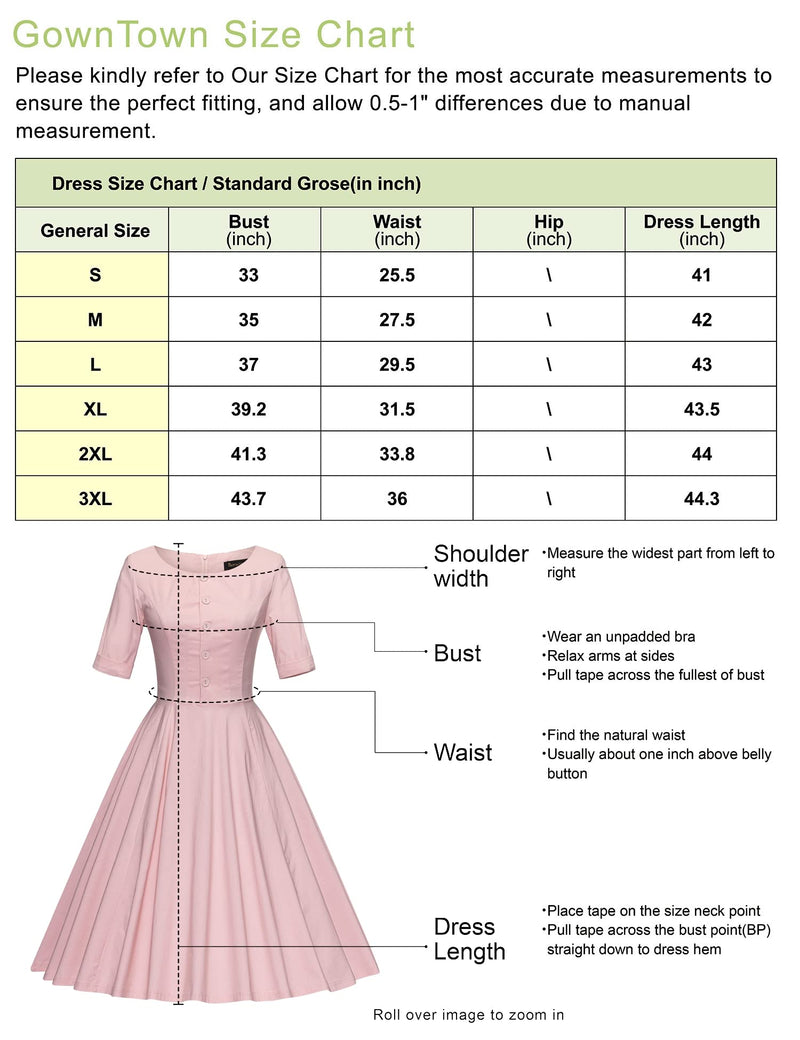 40s Women`s Scoop Collar Pink Shirtwaist Swing Dress With Pockets - Gowntownvintage