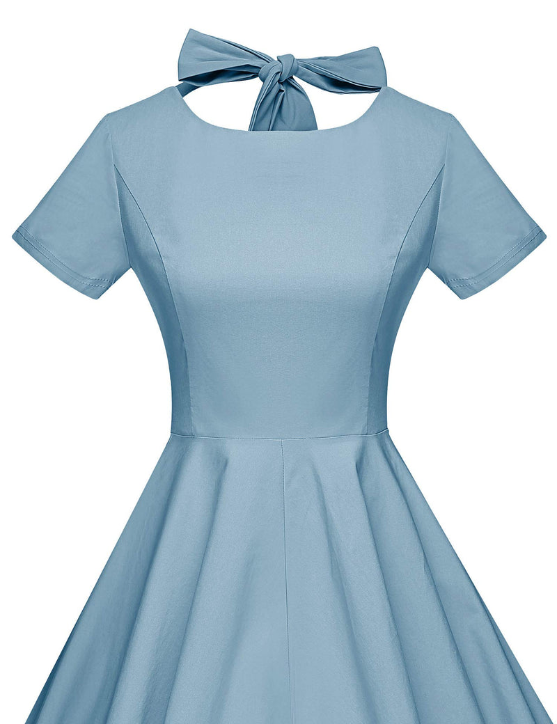 1950s  Stoneblue Retro Rockabilly  Party Swing Dress With Pockets - Gowntownvintage