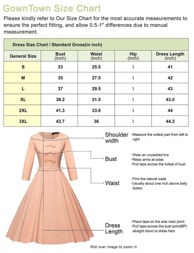 50s Women`s   O neckline Front Bowknot Tie Black Swing Dress With Pockets - Gowntownvintage