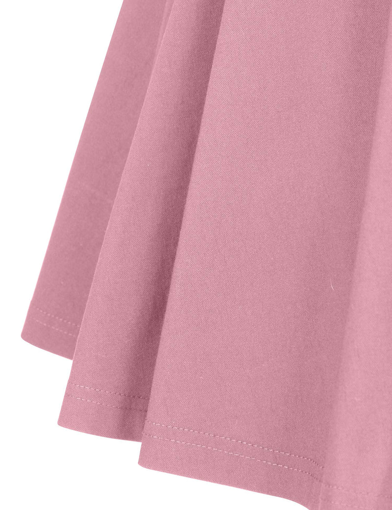 40s 50s Vintage Women`s  Pink Lapel Collar  Vneckline Shirt Dress With Pockets - Gowntownvintage