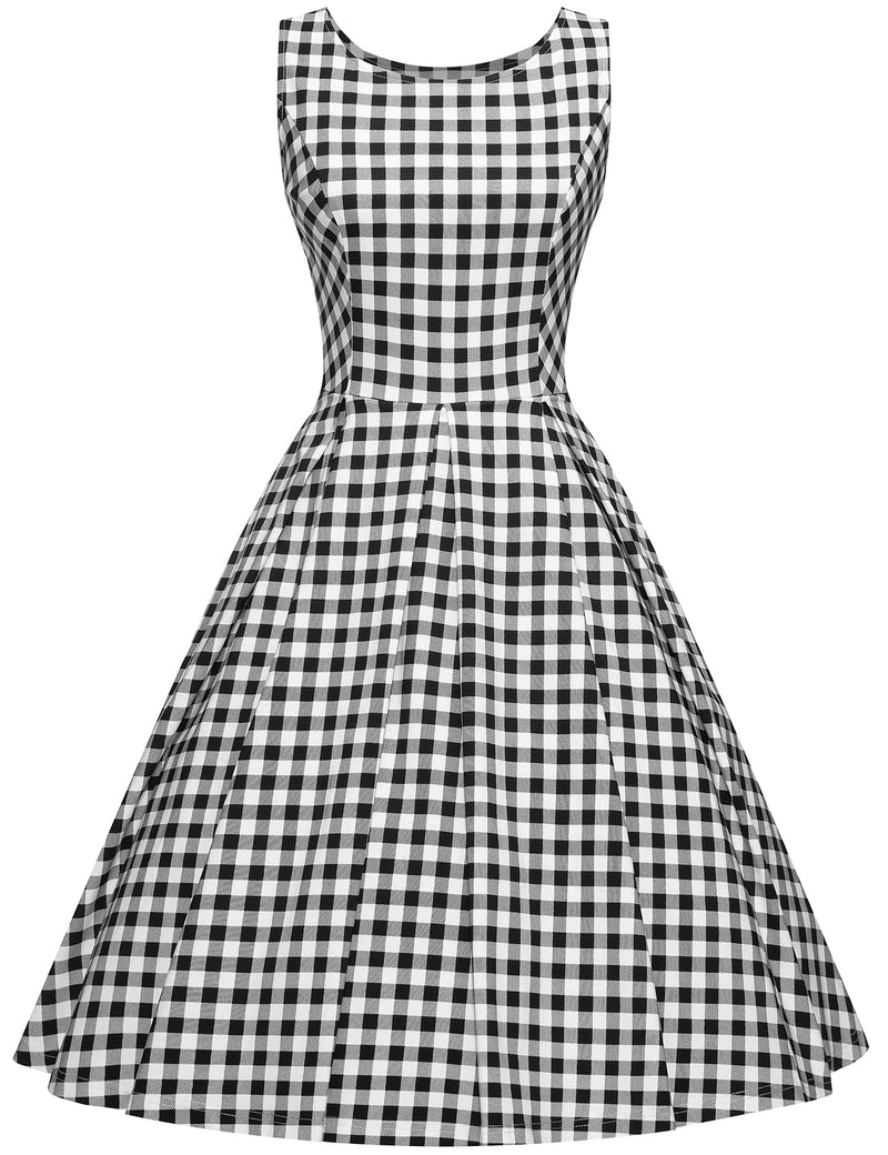 Women`s 1950s Black Plaid Audrey Hepburn Style Tea Dress With Jacket - Gowntownvintage