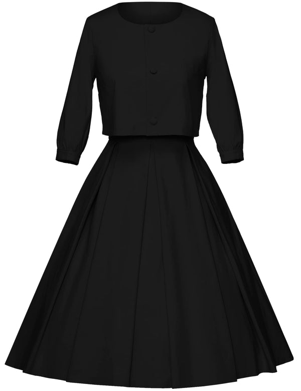 Audrey Hepburn style tea dress with jacket