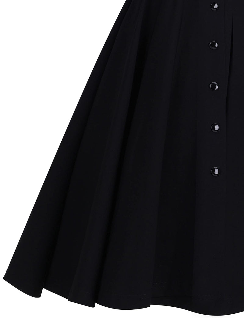 1950s Lapel Collar Vneckline Shirtwaist Vintage Dress With Belts&Pockets - Gowntownvintage
