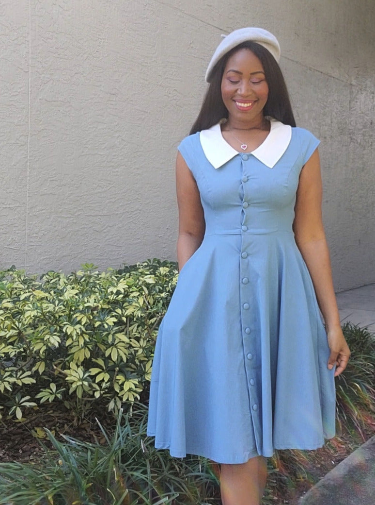 Peterpan Collar Swing Dress With Pockets