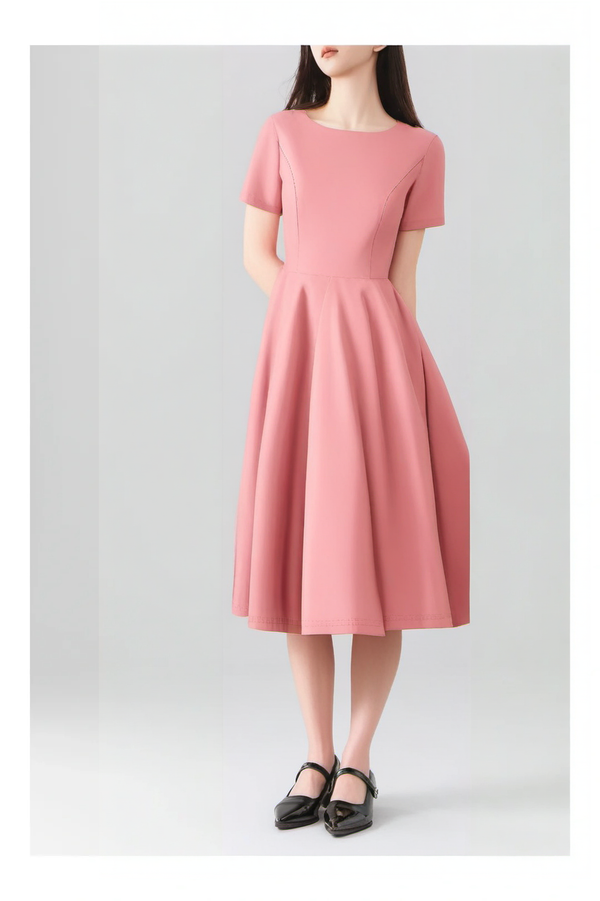 1950s  Salmonpink Retro Rockabilly  Party Swing Dress With Pockets