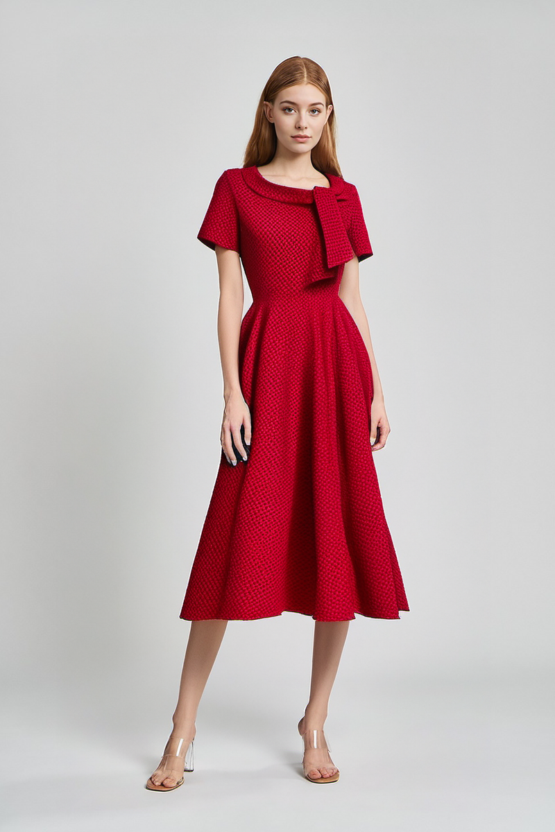 1950s  Vintage Reddot Dress  In  Roller Collar